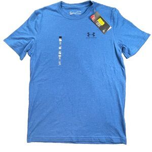 Under Armour T-shirt Mens Small Blue Logo Heat Gear Loose Fit Activewear NWT